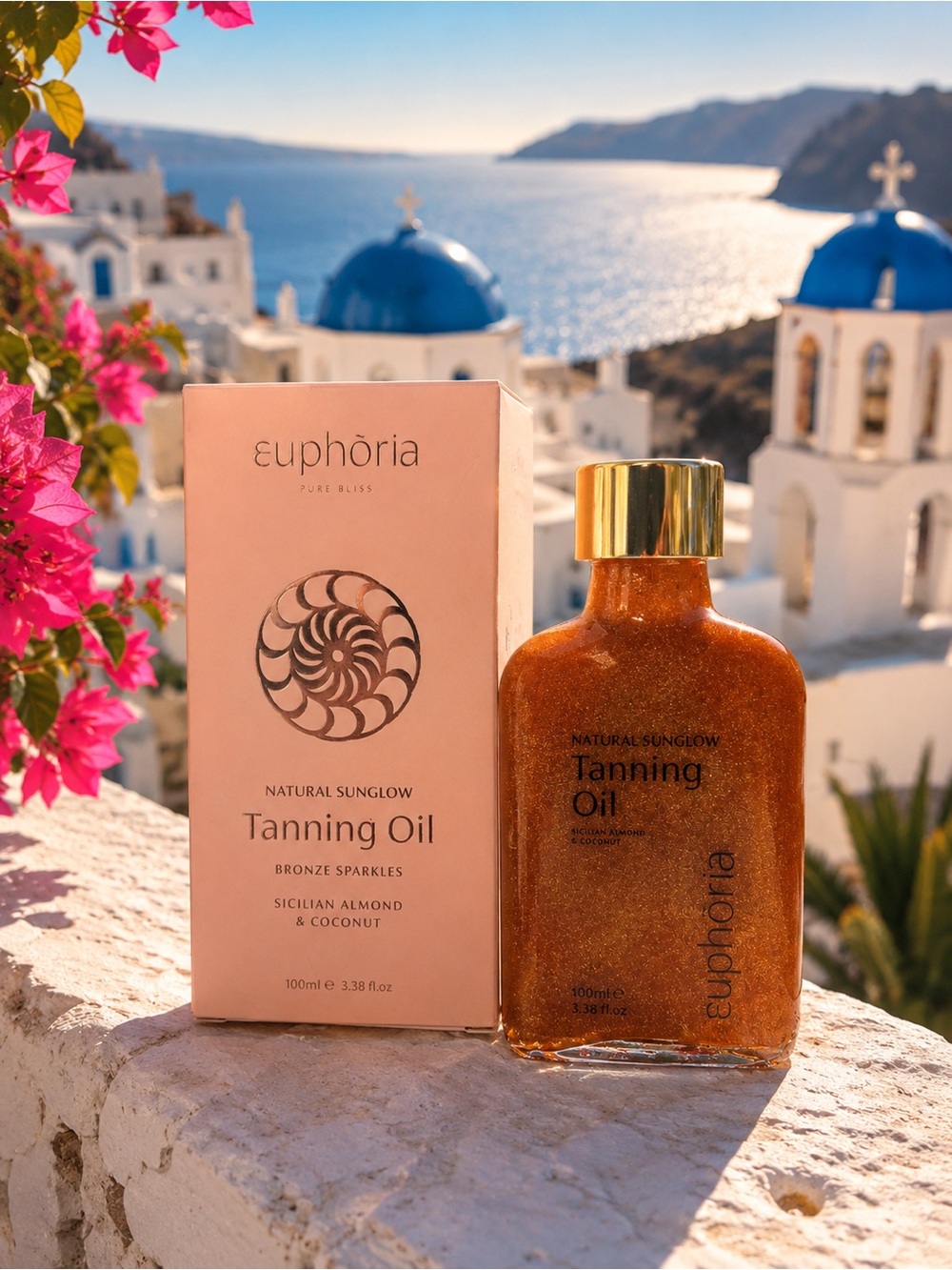 Euphoria Bronze Sparkles Tanning Oil 100ml | Greek Body Shimmer Oil | New